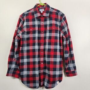 Carhartt Mens Original Fit Long Sleeve Plaid Flannel Button Up Shacket Medium